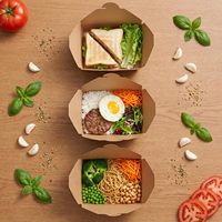 Boîte alimentaire biodégradable en papier kraft, résistante à la graisse, compatible micro-ondes, jetable, pour la restauration