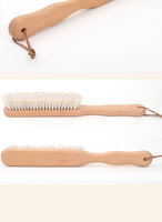 Peigne en cachemire Brosse à vêtements Brosse à charpie pour costumes, cachemire, laine, velours, daim et poils d'animaux-Grand manche en bois de noyer noir