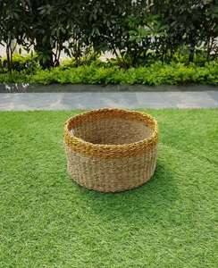 Handmade Seagrass <b>Laundry</b> Basket Sustainable Home Storage Solution Large Capacity Seagrass Trash Bin for Eco-Conscious - Product Image 1