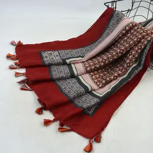 2021 women scarf square cotton shawls and wraps lady Tassels Bohemia foulard female bandana hijabs