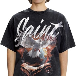 Camiseta de manga corta para hombre, estilo hip hop, oversize, de punto, transpirable, antiarrugas, estampada, lavada, 100% algodón, para verano - Product Image 6