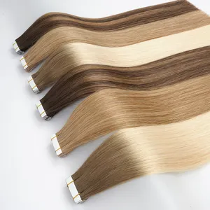 도매 이중 그려진 큐티클 정렬 처녀 자연 머리 연장 인간 테이프 러시아 100% 레미 머리 연장 테이프 공급 업체