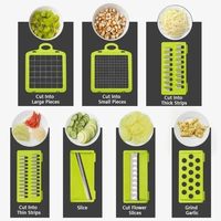 Couteau de cuisine multifonctionnel professionnel 15-en-1, double usage, écologique, en acier inoxydable et plastique ABS+PP, avec poignée ergonomique pour couper les légumes