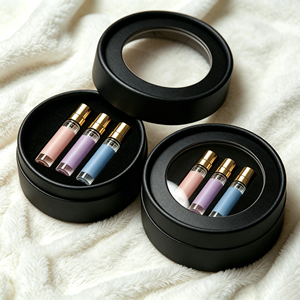 Recyclable Custom Logo empty Round Cylinder Cardboard mini Perfume Box Black Paper <b>Tube</b> Packaging Box - Product Image 1