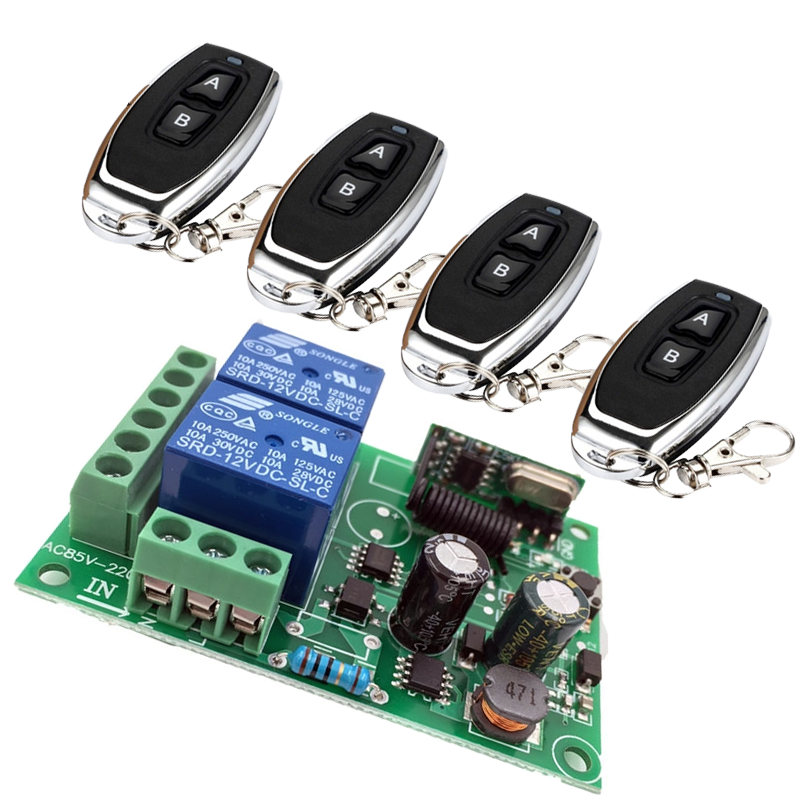 Penerima dan Pemancar Relay Rf 433MHz, Remote Control SwitchAC 220V 10A 2CH untuk lampu jarak jauh/bohlam/Motor/DIY