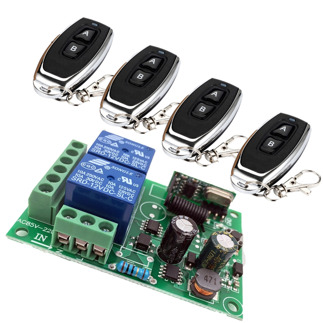 433MHz Wireless Universal Remote Control SwitchAC 220V 10A 2CH Rf Relay Receiver and Transmitter for Remote Light/Bulb/Motor/DIY