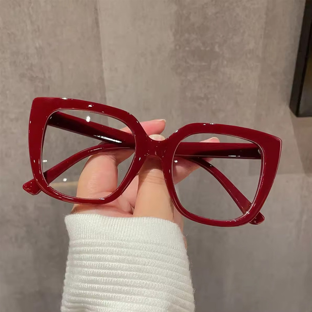 Fashion Color Square Flat Lens Eyeglass Women Optical Frames New Style Big Frame Female Anti-blue Light Glasses