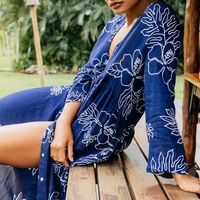 Vestido Casual de Mujer con Botones en V Profundo, Alta Calidad, Venta Caliente 2025, Vestido Maxi Hawaiano de Rayón Prelavado Personalizado