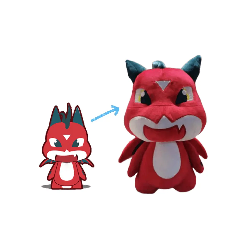 High Quality Vivid Embroidery HD Digital Printing Minky Fabric Red Dragon Plush Toys Stuffed Animal Dolls Plushies