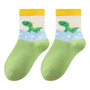 Chaussettes en coton antidérapantes pour enfants, tricotées et respirantes, nouvelle collection printemps-été, motif mignon <span class=keywords><strong>petit</strong></span> <span class=keywords><strong>dinosaure</strong></span>, mi-mollet pour garçons, vente en gros - Product Image 5