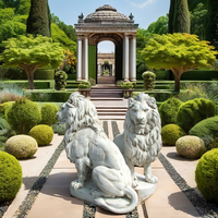 Grande statue de lion en marbre grandeur nature pour jardin extérieur, sculptures d'animaux en pierre de style occidental