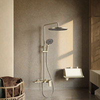 Ensemble de douche thermostatique à 3 fonctions pour salle de bain Robinet à double poignée pour écran de piano à pluie à surface chaude et froide Motif de jet de pluie