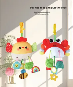 Jouet en peluche pour bébé, crabe, avec corde à tirer, <span class=keywords><strong>hochet</strong></span>, jouet à suspendre au lit, jouet de voiture pour nourrissons et tout-petits (0-3 ans), unisexe, en tissu - Product Image 2