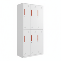 Armoire de chambre à coucher en acier à 6 portes, casier moderne pour bureau, armoire de rangement pour hôpital, école, salle de sport, avec serrure à clé, meubles faciles à assembler