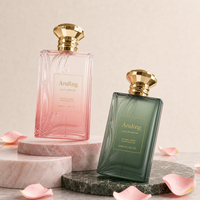 Flacon de parfum vide en verre de 100 ml, rectangulaire, avec bouchon doré, personnalisable, de qualité supérieure, en gros, avec logo OEM, de la marque Anding Stock