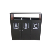 Trois poubelles et boîtes de recyclage pour l'extérieur Poubelle de recyclage bon marché étanche Conteneurs Poubelle de patio unique Poubelles de déchets en bois