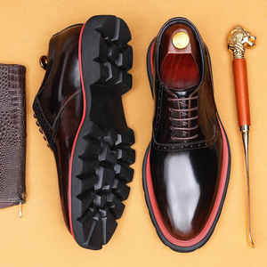 Chaussures pour hommes respirantes antidérapantes de haute qualité, chaussures en cuir décontractées, chaussures décontractées noires à semelle épaisse - Product Image 3