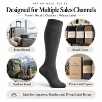 Chaussettes de compression en laine mérinos OEM personnalisées 15-20 mmHg, chaussettes de voyage, fabricant, logo personnalisé, marque privée