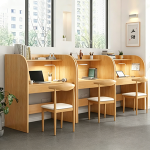 Escritorio de Estudio de Madera Maciza con Estantería, Conjunto Moderno de Escritorio y Silla para Estudiantes, para Biblioteca o Aula - Product Image 1