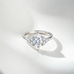 Jewelry Supplier 925 Sterling <b>Silver</b> Marquise Cut Zircon Engagement <b>Ring</b> Anti-Tarnish Classic Prong Setting Rhodium Plated - Product Image 2