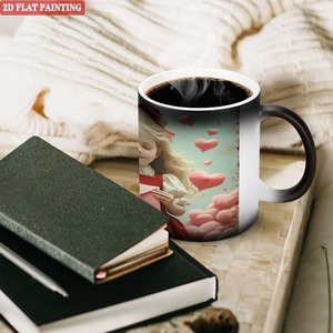 Taza de Café para Despertar por la Mañana, 11 oz, Cerámica Negra Esmerilada, Taza Mágica que Cambia de Color con el Calor - Product Image 3