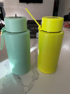 Frasco de vacío de acero inoxidable personalizado sin Bpa 34oz 1l reutilizable <span class=keywords><strong>Frank</strong></span> doble pared aislado frasco verde botella de agua con pajita - Product Image 5