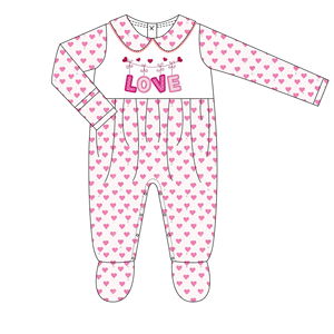 Monograma personalizado Baby Shower regalo bebé con cuello con Picot Trim Coming Home Sleeper niña recién nacida primer <span class=keywords><strong>traje</strong></span> de San Valentín - Product Image 4