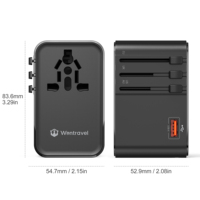Adaptateur de voyage Wontravel 4 ports USB PD & QC3.0 100W Chargeur rapide avec prise en charge de la caméra pour ordinateur portable et téléphones