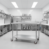 Table de travail en acier inoxydable de qualité alimentaire, station de préparation pour cuisine commerciale, plan de travail industriel robuste pour boulangerie, boucherie