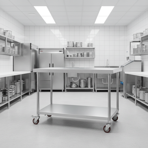 Tavolo da Lavoro in Acciaio Inox per Alimenti, Stazione di Preparazione per Cucine Commerciali, Banco da Lavoro Industriale Resistente per Panetterie e Macellerie - Product Image 3