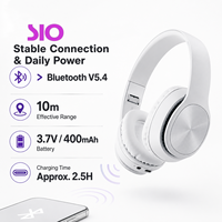 Casque de jeu sans fil pliable 5.4 HiFi Stéréo Bass USB Type-C Rechargeable avec câble AUX, Casque supra-auriculaire