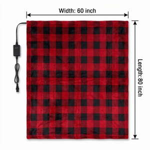 Plaid chauffant réversible en flanelle double couche à carreaux 50*60 pouces, <span class=keywords><strong>4</strong></span> niveaux de chaleur, arrêt automatique après <span class=keywords><strong>4</strong></span> heures, certifié ETL, lavable - Product Image 3
