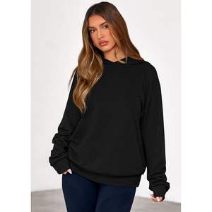 Custom 2025 Oversized Pullover Hoodie for Women Ruched <b>Long</b> <b>Sleeve</b> Casual Sweatshirt Fall Fashion <b>Y2K</b> <b>Tops</b> in XS Size - Product Image 6