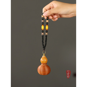 Gourd Shaped Bamboo Woven Pendant Handmade <b>Ornament</b> <b>Car</b> Decor Gift Unisex Jewelry Charm - Product Image 1