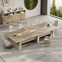 Table de conférence de luxe exécutive en bois, grande table de réunion moderne pour salle de conseil avec prise de courant intégrée pour mobilier de bureau
