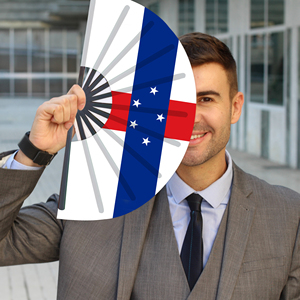 Abanicos Plegables de Bambú con la Bandera de las Antillas Holandesas, Abanico de Mano para Carnaval, Bodas, Festivales, Fiestas, Agencias de Viajes - Product Image 4