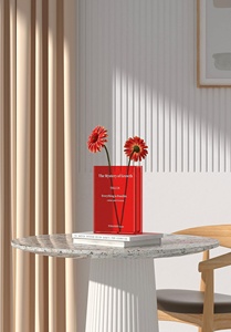 北欧風高級クリスタルアクリル花瓶 ウェディングセンターピース ルサイト モダン ユニーク ブック型フラワーベース - Product Image 3