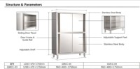 Armoire de rangement médicale en acier inoxydable 304, design à porte coulissante, cadre robuste avec cloison réglable