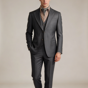 Abiti <span class=keywords><strong>su</strong></span> <span class=keywords><strong>Misura</strong></span> all'Ingrosso |   Logo e dimensioni personalizzati direttamente dalla fabbrica |   Tessuto a Righe 50% Lana per Abiti <span class=keywords><strong>su</strong></span> <span class=keywords><strong>Misura</strong></span> da Uomo, Basso MOQ - Product Image 5