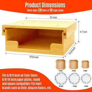 Organizador de almacenamiento de cocina, plato de papel, soporte para debajo del armario, dispensador de plato de papel de bambú montado en la pared con cajón - Product Image 3