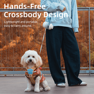 Laisse multifonctionnelle pour chien de 1,3 mètre avec bouteille d'<span class=keywords><strong>eau</strong></span> de 200 ml, sangle bandoulière, <span class=keywords><strong>porte</strong></span>-sac portable pour nourriture et déchets pour les voyages avec animaux de compagnie - Product Image 5