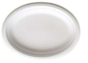 Piatto Ovale Bianco in Bagassa Serie BG, Stile Casual, Monouso per Asporto - Product Image 1