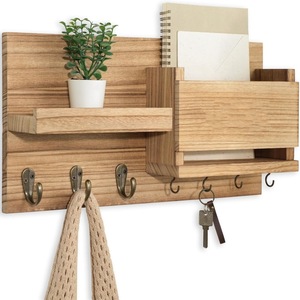 <span class=keywords><strong>Étagère</strong></span> murale rectangulaire en <span class=keywords><strong>bois</strong></span> moderne et simple pour le rangement mural à la maison, pour la décoration murale, le courrier et les clés - Product Image 4