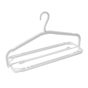 Extendable Folding Clothes Rack <b>White</b> 39-62.5Cm Double Rod Drying Hanger For Balcony Dormitory - Product Image 5