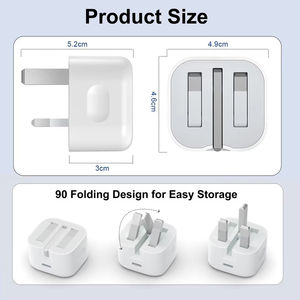 Cargador Rápido PD de 20 W para Reino Unido, Enchufe y Cable de Carga Tipo C, Adaptador de Corriente y Cable para iPhone - Product Image 3