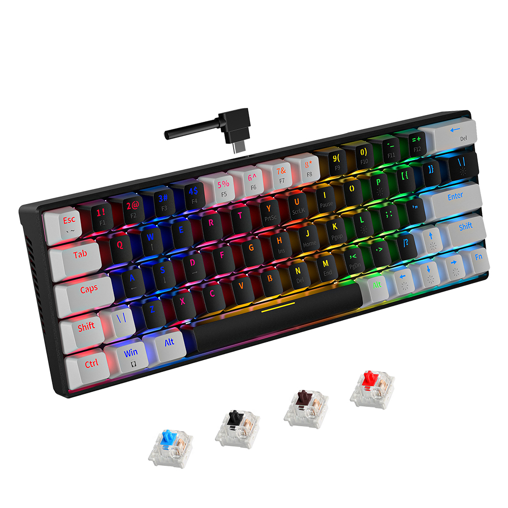 SAMA Bàn Phím Chơi Game Tùy Chỉnh 60% Công Tắc Cơ Teclado Bàn Phím Cơ Mini PC RGB Có Đèn Nền 61 Phím