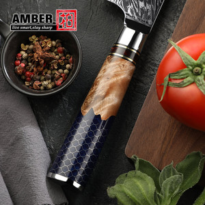 <span class=keywords><strong>Couteau</strong></span> de Chef Professionnel 8 Pouces en Acier Damas avec Manche en Résine Nid d'Abeille 60HRC Ambidextre Poli Miroir – Offre Spéciale - Product Image 3
