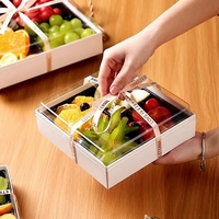 Boîte d'emballage pour sushis et sashimis sans pliage, compartiment simple/4 compartiments/9 compartiments, conteneur transparent pour fruits coupés à emporter