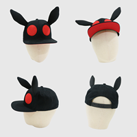 Casquette de baseball personnalisée avec oreilles de lapin 3D, casquette snapback ajustable, casquette snapback élégante en coton à visière plate pour le streetwear et les cadeaux de fête