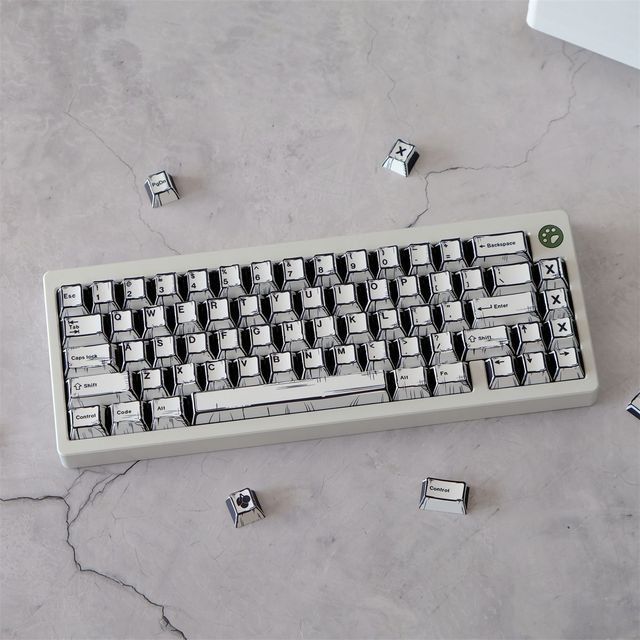 HZGAMER White Anime Lines Keycaps CHERRY Profile PBT Keycap Mechanical Keyboard Sublimation Keycaps